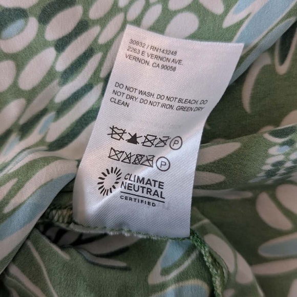 Reformation Silk Strapless Top Green Print Bandeau S Anthropologie - Picture 6 of 6